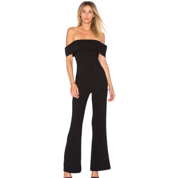 ✖️SOLD✖️by the way off the shoulder black jumpsuit - Picture 2 of 4